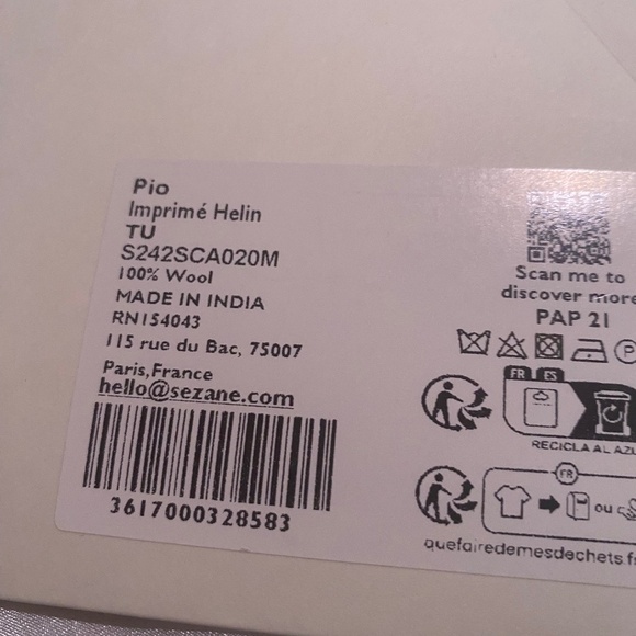 Sezane Pio 'Heline Print' Scarf NWT - Picture 5 of 8